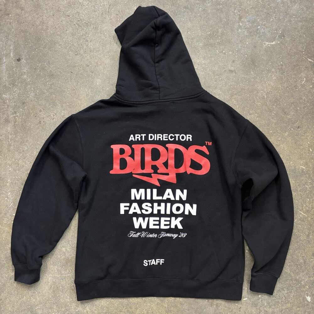 Birds Milan Fashion Week Staff Hoodie Black Medium FW23